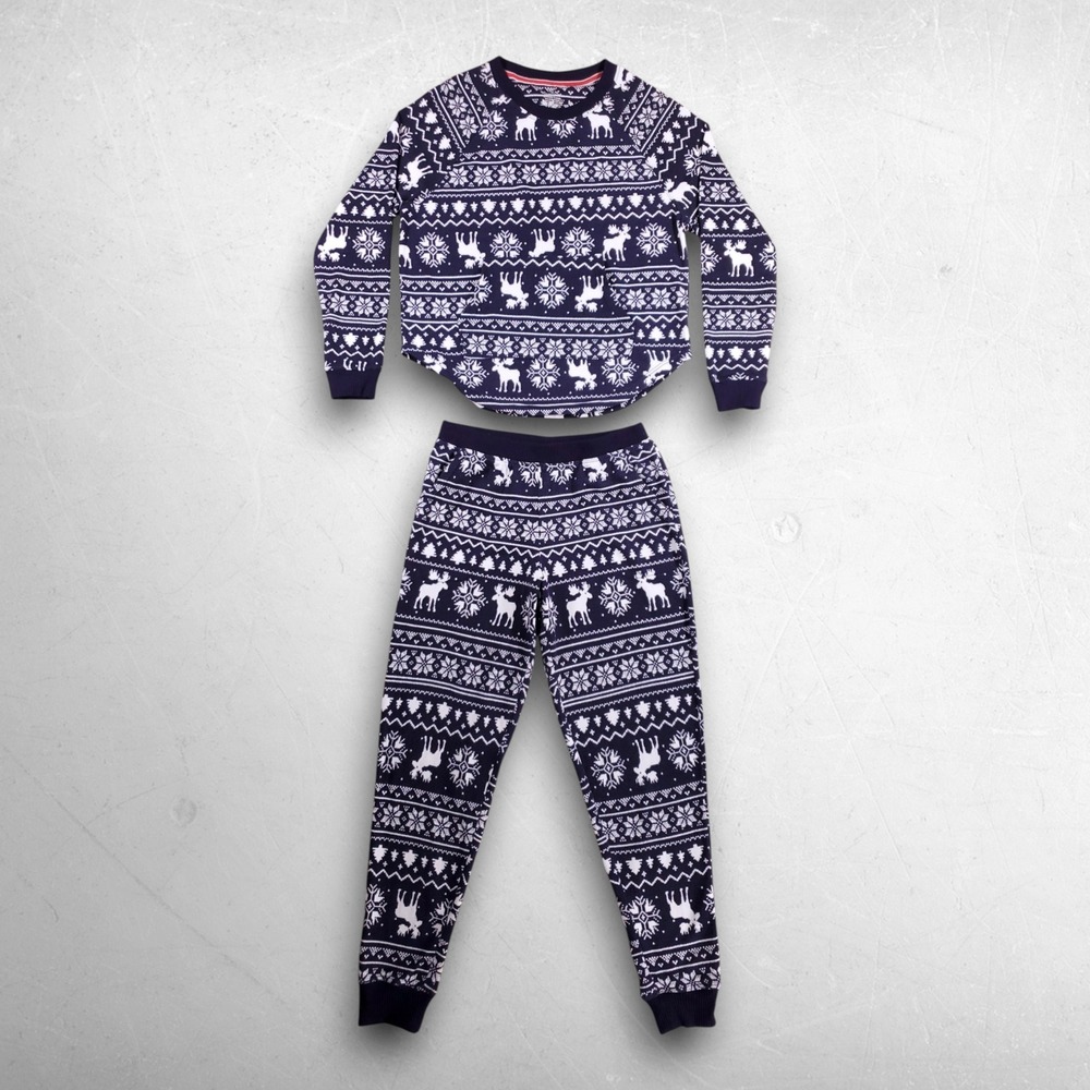 Cuddl Duds Fair Isle Moose Fleece Pajama Set Women S Purple Holiday Cabin Cozy